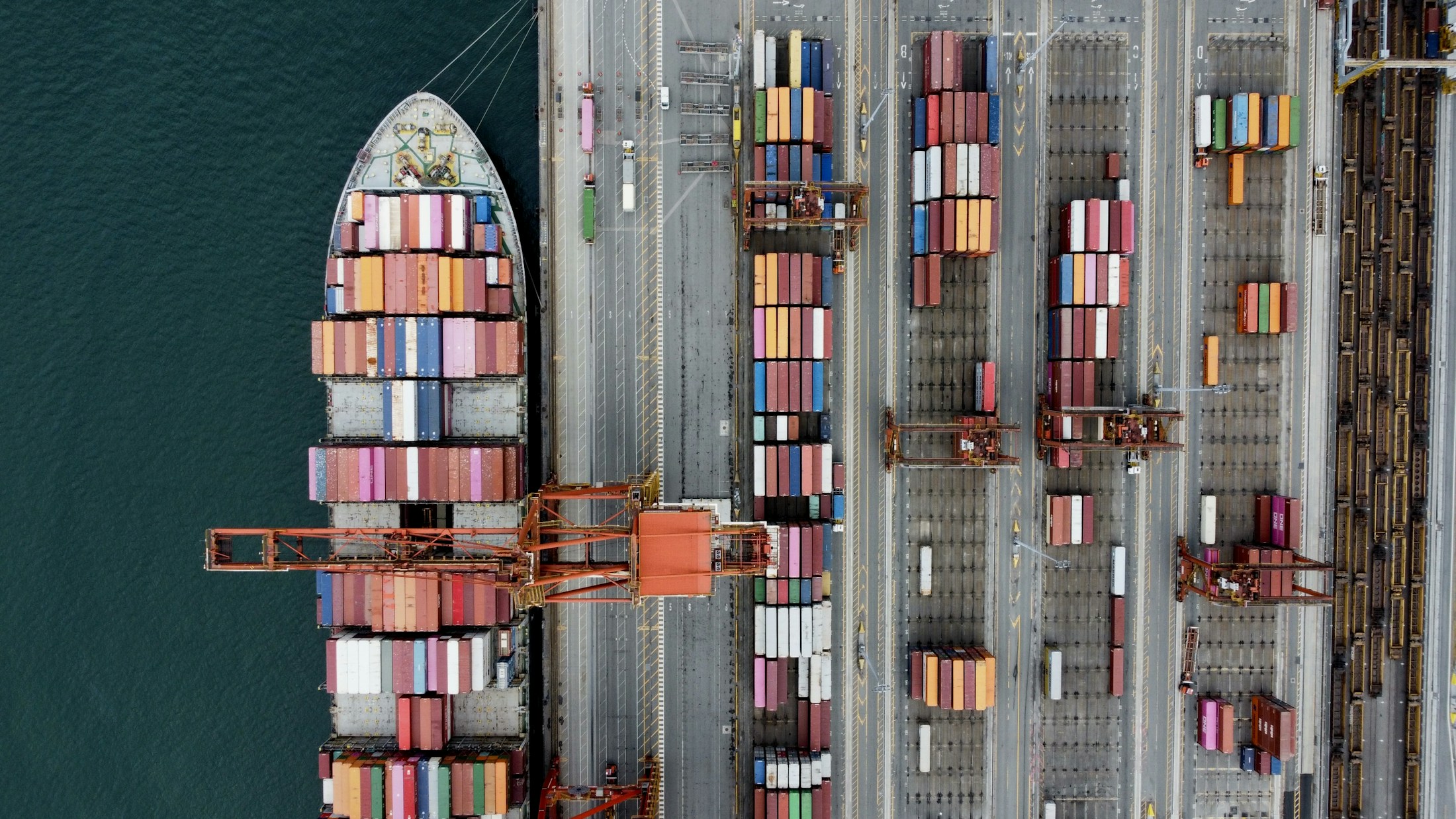 Container ship and international port terminal